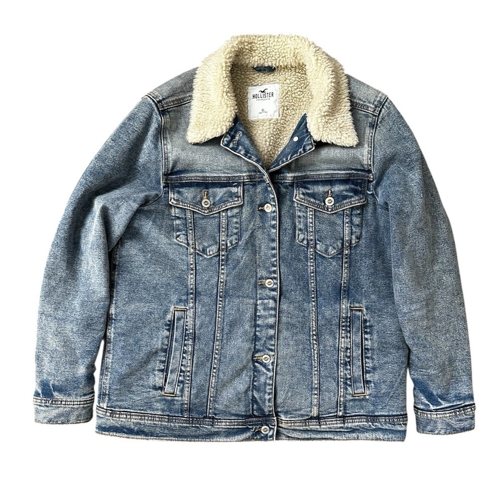 Hollister Sherpa-Lined Denim Jacket Size XL - Picture 1 of 7